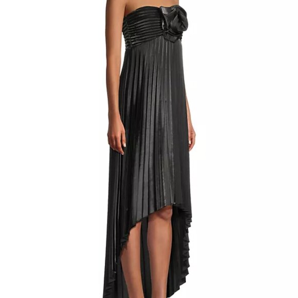 One33 Social  Pleated High-Low Strapless Midi-Dress - Picture 2 of 6